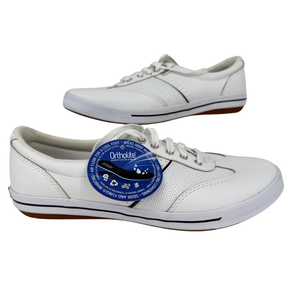 Keds Ace Leather Sneakers Womens 8 White Perforated Ortholite FLAW